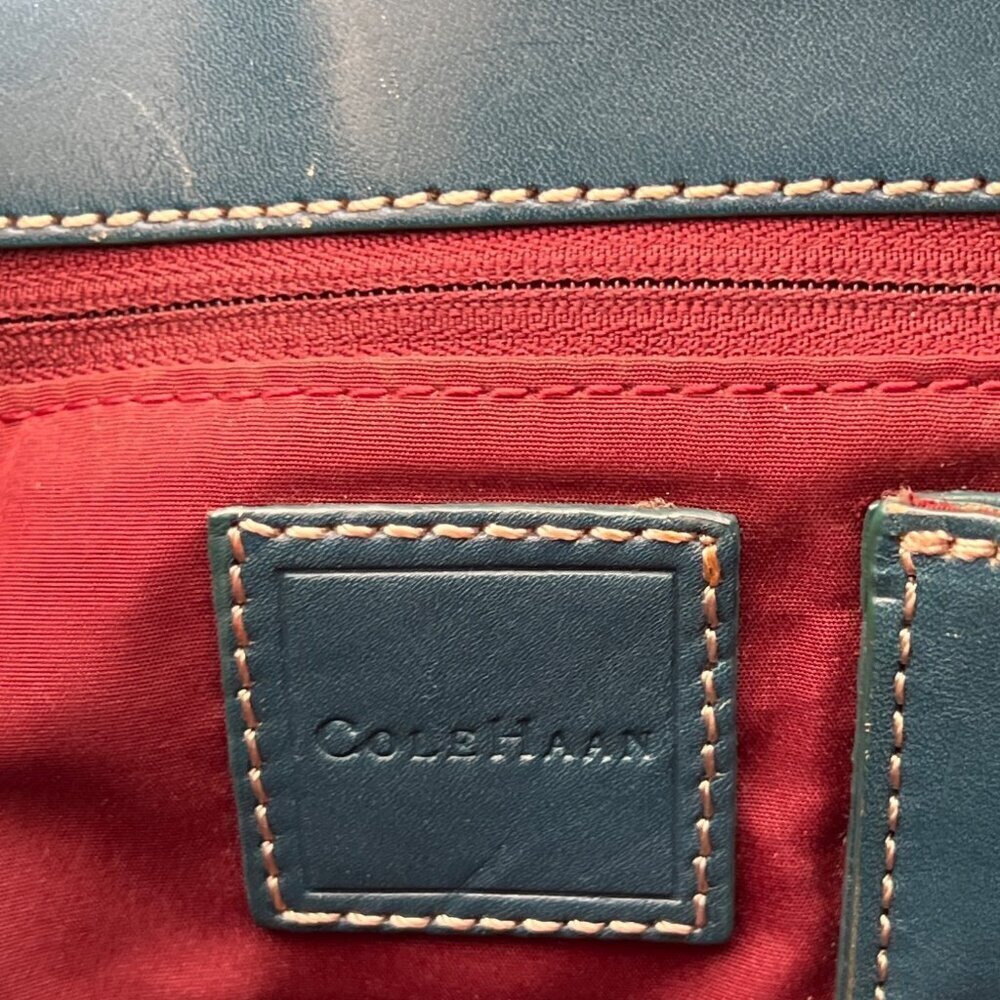 VINTAGE COLE HAAN Hand Tooled Leather Hobo Shoulder Bag Teal Green - Picture 11 of 11